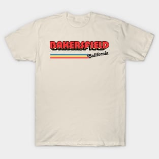 Bakersfield, CA \/\/\/\ Retro Typography Design T-Shirt